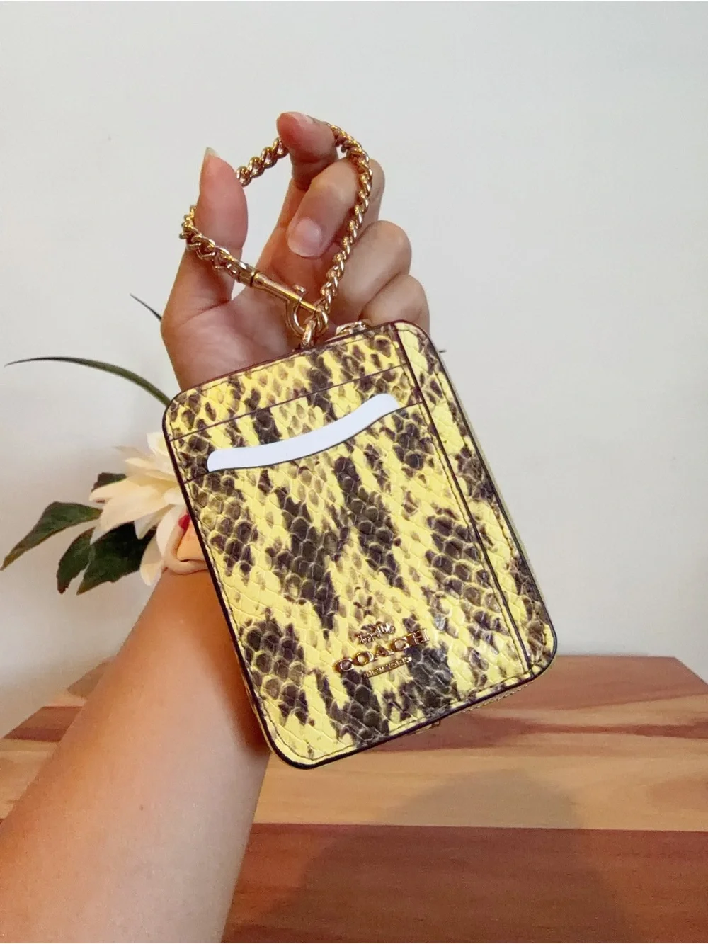 NWT Coach Snake-embossed leather Zip Card Case